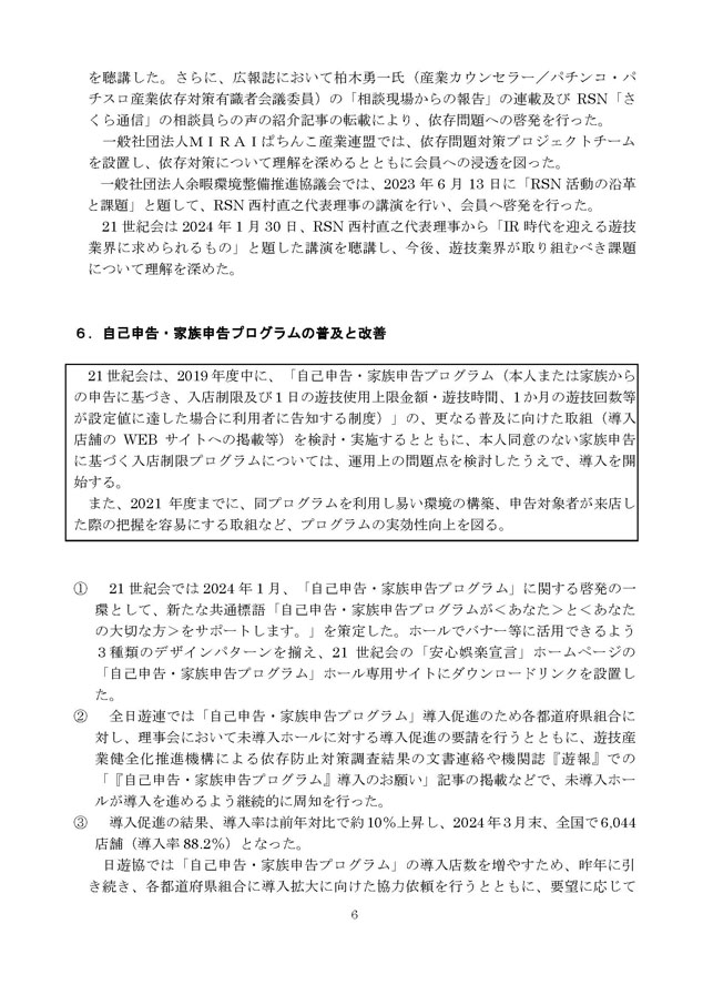 2023年度パチンコ・パチスロ依存問題対策実施状況報告書６